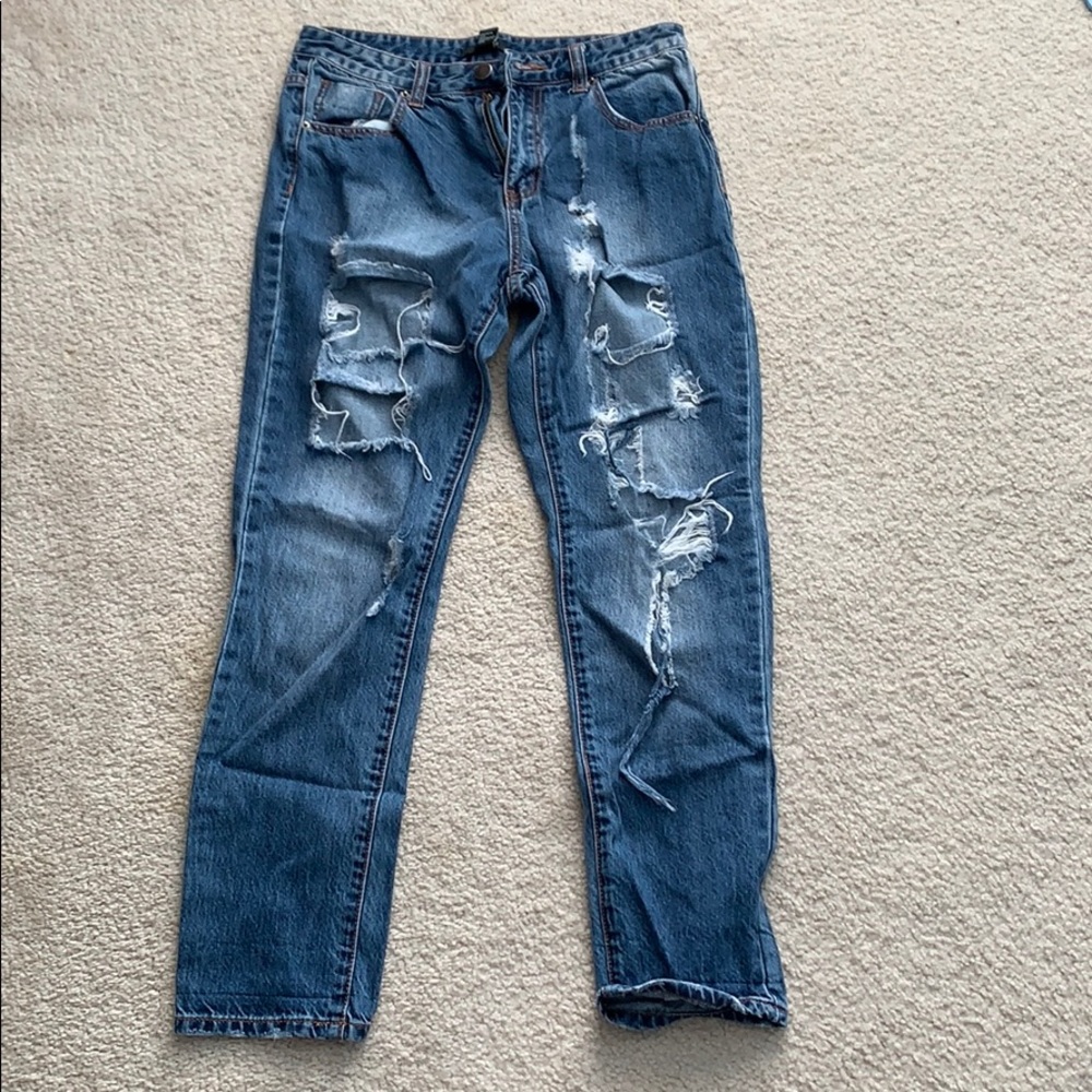Ripped boyfriend jeans